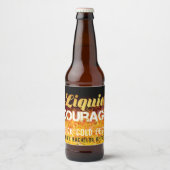 Vloeibare moed| Flaming Zwart & Goud Grappig Bier Etiket (Voorkant)