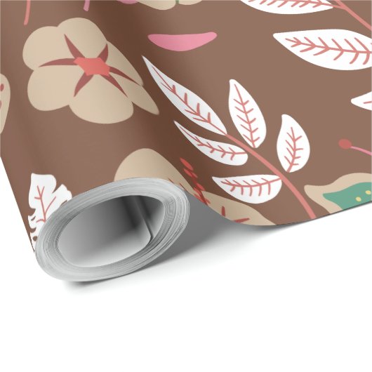 Vloeibare naadloze bloemen, bladeren, vlinder cadeaupapier (Rol Hoek)