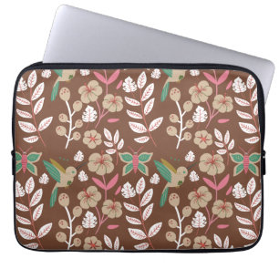 Vloeibare naadloze bloemen, bladeren, vlinder laptop sleeve