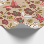 Vloeibare naadloze bloemen, vogels, vlinder cadeaupapier (Hoek)