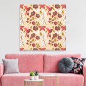 Vloeibare naadloze bloemen, vogels, vlinder canvas afdruk (Insitu (Woonkamer))