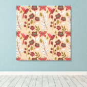 Vloeibare naadloze bloemen, vogels, vlinder canvas afdruk (Insitu (Houten vloer))