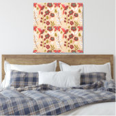 Vloeibare naadloze bloemen, vogels, vlinder canvas afdruk (Insitu (Slaapkamer))