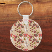Vloeibare naadloze bloemen, vogels, vlinder sleutelhanger (Voorkant)