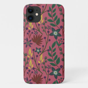 Vloeibare naadloze roze bloemen bladeren een tak iPhone 11 hoesje
