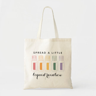 Vloeibare regenboogflessen voor essentiële olie tote bag
