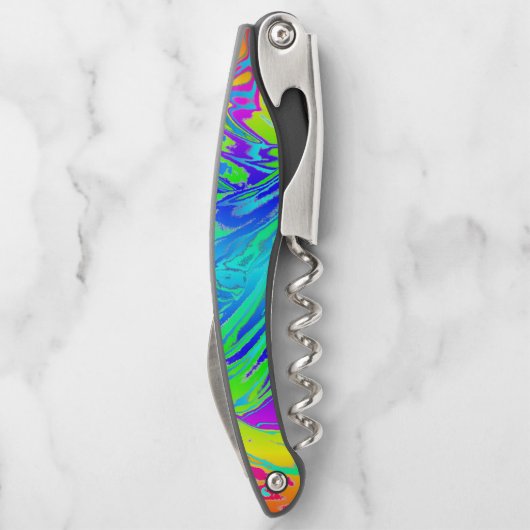 Vloeibare regenboogverf Abstracte Spletters Kurkentrekker (Achterkant)