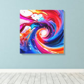 Vloeibare regenboogvortex canvas afdruk (Insitu (Houten vloer))