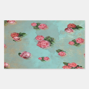 Vloeibare Rozen floranje roze nostalgie Rechthoekige Sticker