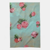 Vloeibare Rozen lichtblauw roze nostalgie Theedoek (Verticaal)