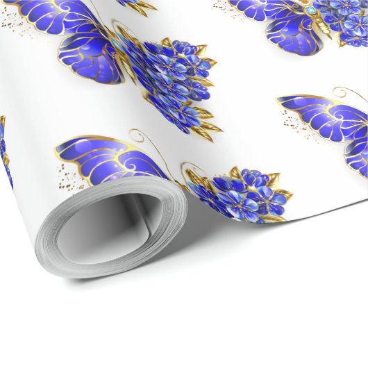 Vloeibare saffiervlinder cadeaupapier (Rol Hoek)