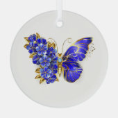 Vloeibare saffiervlinder glas ornament (Achterkant)