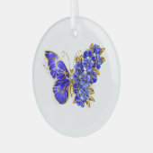 Vloeibare saffiervlinder glas ornament (Voorkant links)