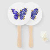 Vloeibare saffiervlinder handwaaier (Voorkant en achterkant)