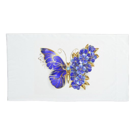 Vloeibare saffiervlinder kussensloop (Achterkant-Rechts)