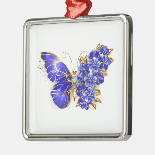 Vloeibare saffiervlinder metalen ornament (Links)