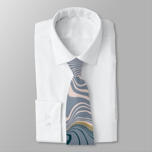 Vloeibare Swirl Marmer Blauw en Grijs Stropdas (Gebonden)