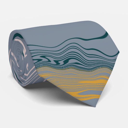 Vloeibare Swirl Marmer Blauw en Grijs Stropdas (Opgerold)