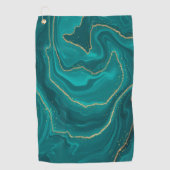 vloeibare turquoise marmer met gouden achtergrond golfhanddoek (Voorkant)