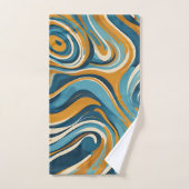 Vloeibare werveling oker blauw trippy patroon bad handdoek (Handdoek)