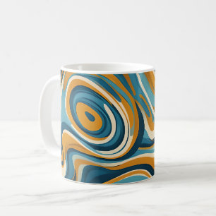 Vloeibare werveling oker blauw trippy patroon koffiemok