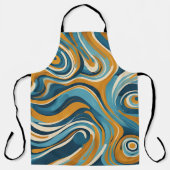 Vloeibare werveling oker blauw trippy patroon schort (Voorkant)