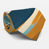 Vloeibare werveling oker blauw trippy patroon stropdas (Opgerold)