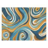 Vloeibare werveling oker blauw trippy patroon tafelkleed (Voorkant (Horizontaal))