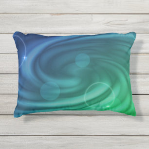 Vloeiend blauw en groene kleur Mix Vortex Buitenkussen