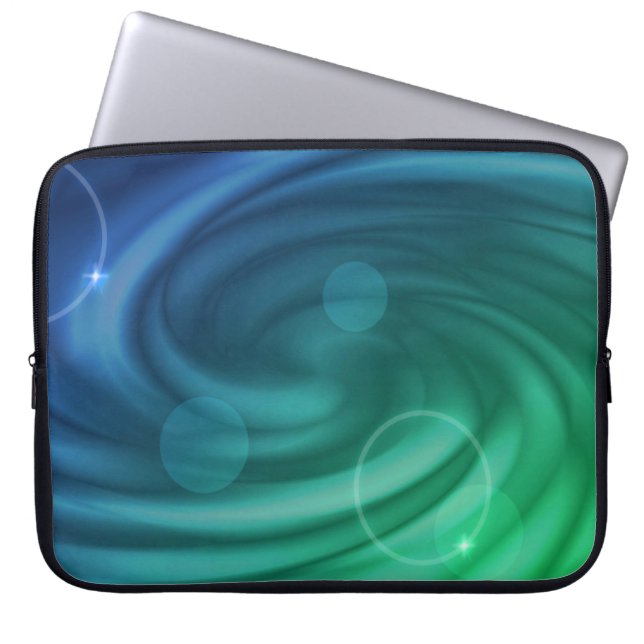 Vloeiend blauw en groene kleur Mix Vortex Laptop Sleeve (Voorkant)