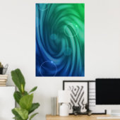 Vloeiend blauw en groene kleur Mix Vortex Poster (Thuiskantoor)