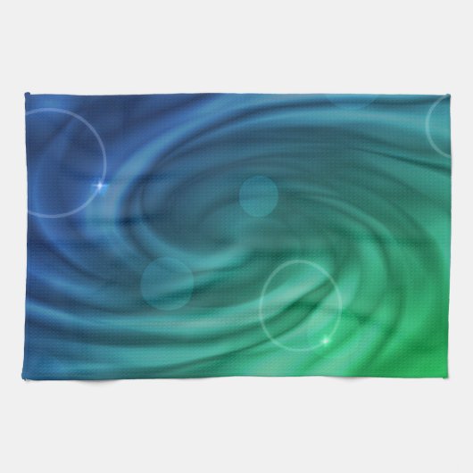 Vloeiend blauw en groene kleur Mix Vortex Theedoek (Horizontaal)