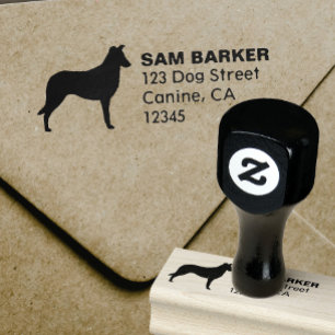 Vloeiend Collie Hondenras Silhouette Return Addres Rubberstempel