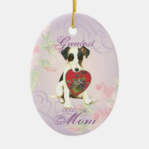 Vloeiend fox terrier Heart Mam Keramisch Ornament