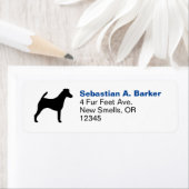 Vloeiend fox Terrier Silhouette Return-adres Etiket (Insitu)