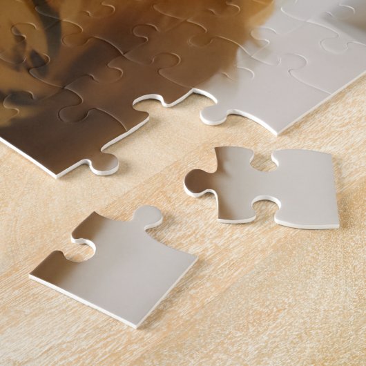 Vloeiend gemberkat in het venster legpuzzel (Zijkant)