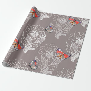 Vloeiend grafisch en vlinder, waterverf, patroon cadeaupapier