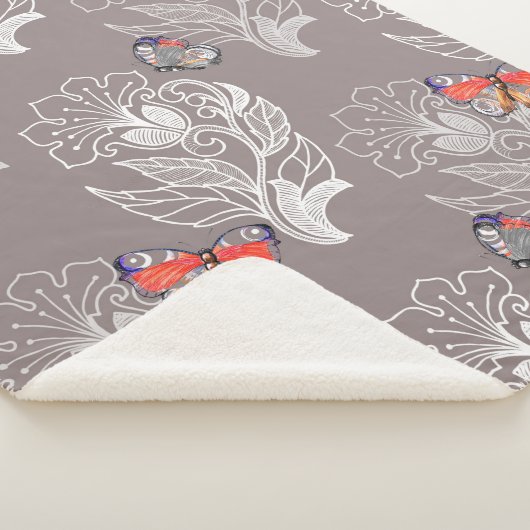 Vloeiend grafisch en vlinder, waterverf, patroon sherpa deken (3/4)