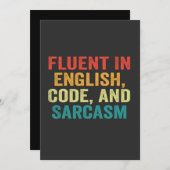 Vloeiend in Engels Code en sarcasme Grappige Coder Kaart (Voorkant / Achterkant)