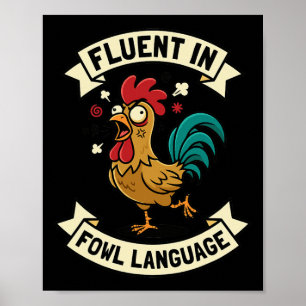 Vloeiend in gevogelte taal Funny Kip Haan Moeder  Poster