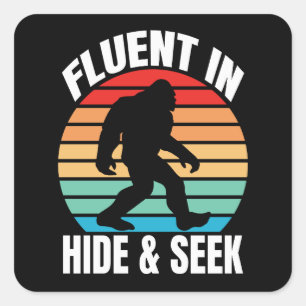 Vloeiend in Hide and Seek Funny Bigfoot Vierkante Sticker