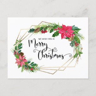 Vloeiend kerstscript, met gouden Lijst Feestdagenkaart