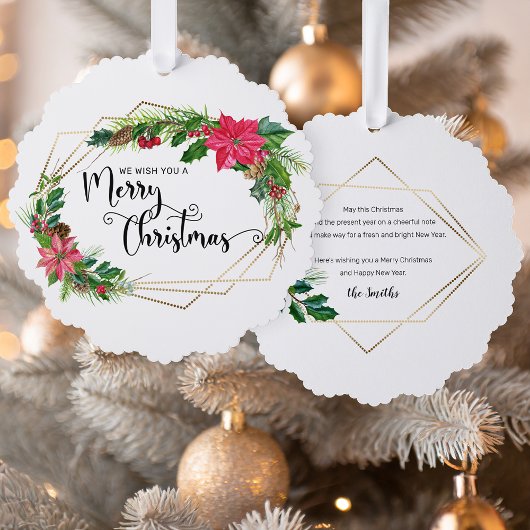 Vloeiend kerstscript, met gouden Lijst Ornament Kaart