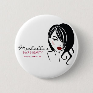 Vloeiend meisje met golvend haar Makeup-pictogram Ronde Button 5,7 Cm