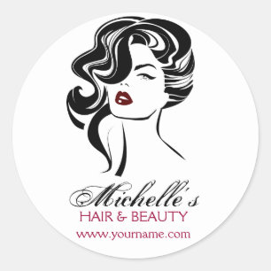 Vloeiend meisje met golvend haar Makeup-pictogram Ronde Sticker