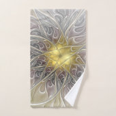 Vloeiend met goudmatige Abstracte fractale bloem Bad Handdoek (Handdoek)