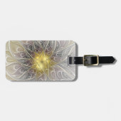 Vloeiend met goudmatige Abstracte fractale bloem Bagagelabel (Voorkant horizontaal)