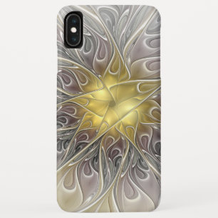 Vloeiend met goudmatige Abstracte fractale bloem iPhone XS Max Hoesje