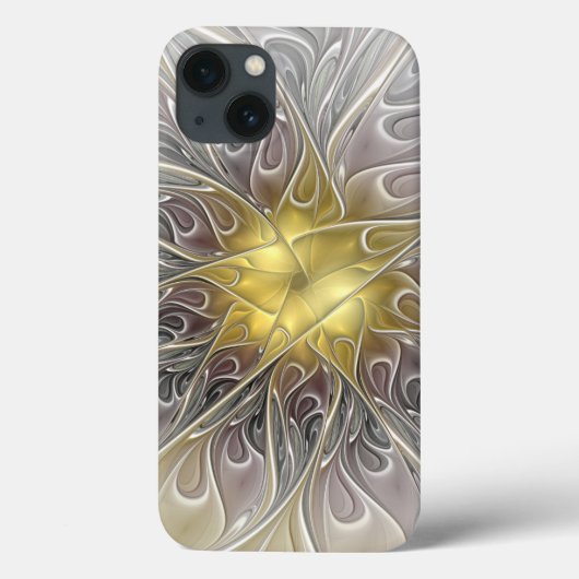 Vloeiend met goudmatige Abstracte fractale bloem Case-Mate iPhone Case (Achterkant)