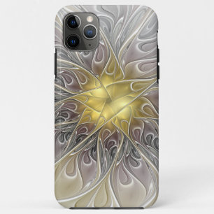 Vloeiend met goudmatige Abstracte fractale bloem iPhone 11 Pro Max Hoesje